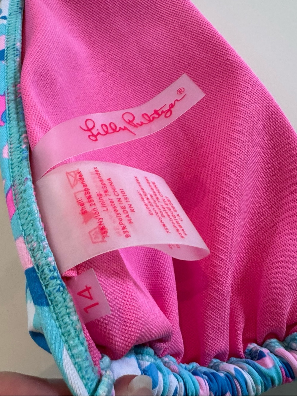 2 Lilly Pulitzer Triangle Bikini Tops sz 14 - Picture 4 of 7